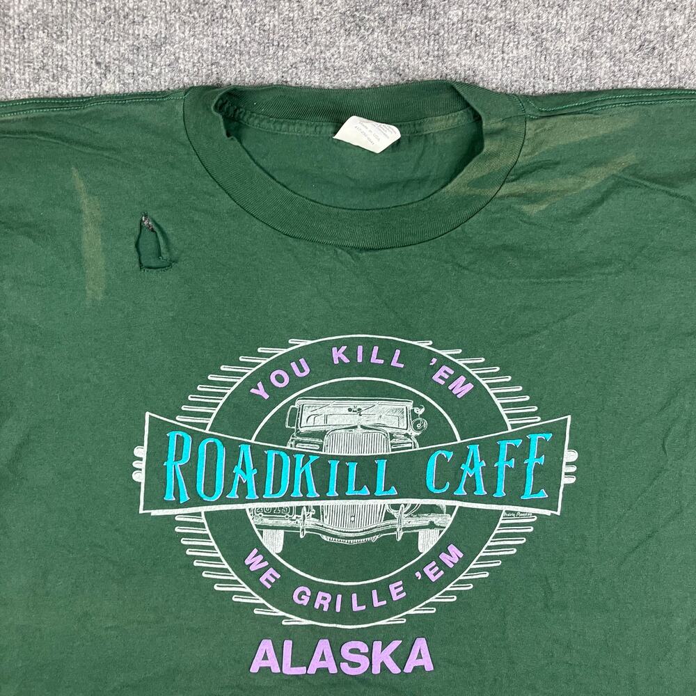 Prairie Mountain T-Shirt Mens Size XXL‎ Green Roadkill Cafe Alaska Distressed